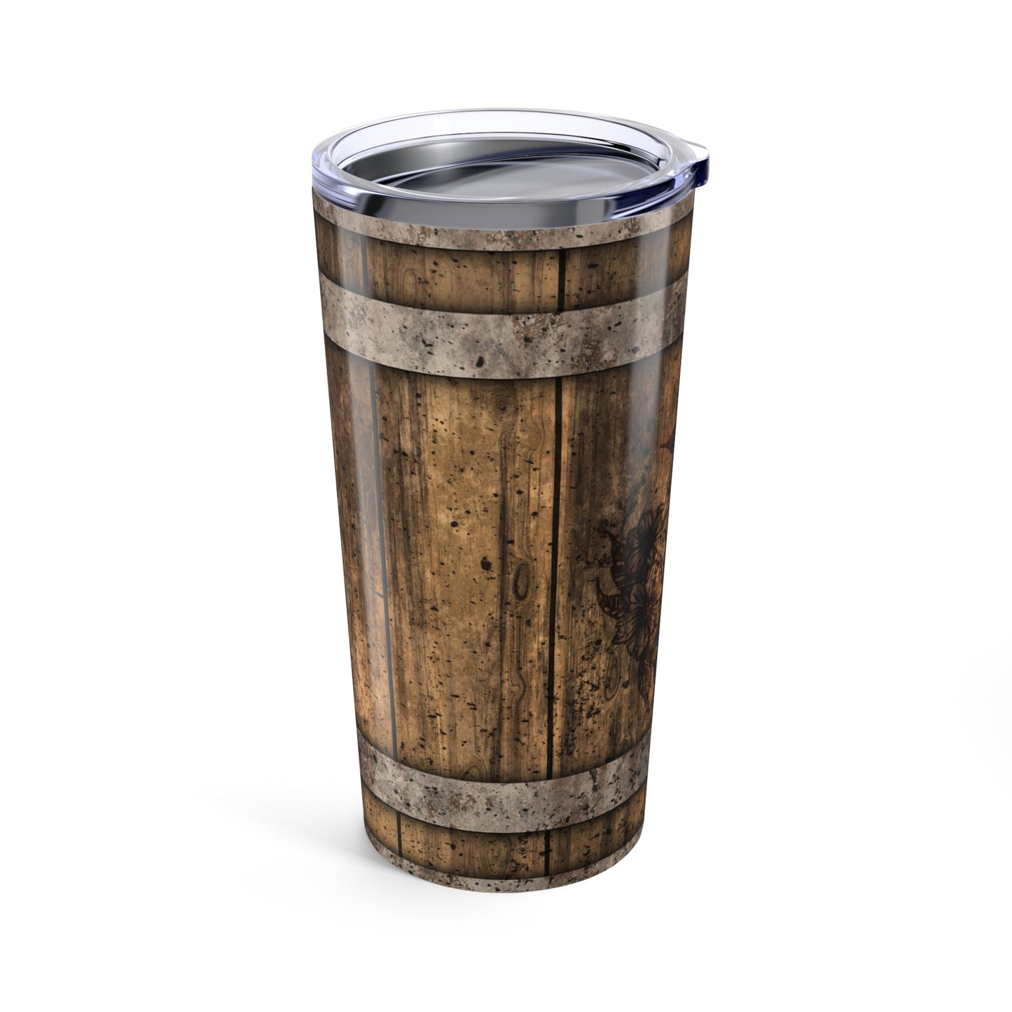 Tumbler 20oz - Tavern Barrel D20 Dice and Flowers Design