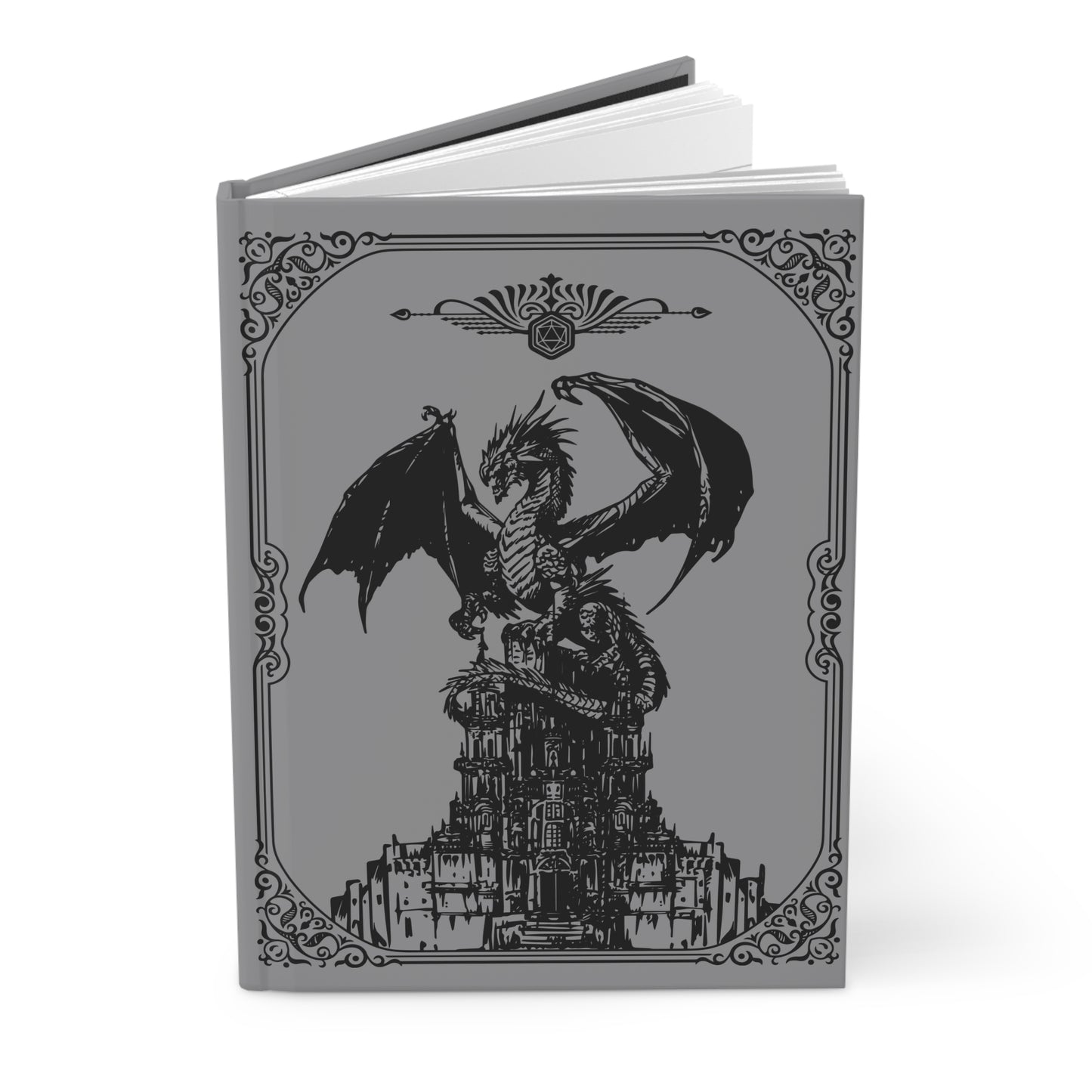 Fantasy Hardcover Journal with Dragon and Castle Design, Gothic Notebook, Travel Diary, Gift for Writers, Fantasy Art Journal