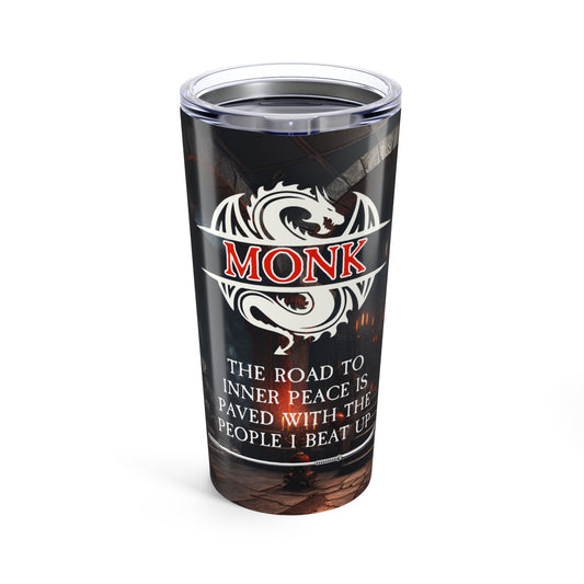 Monk-Themed 20oz Tumbler | Inner Peace Motivational Cup, Gift for Martial Arts Lovers, Unique Travel Mug, Motivational Gifts, Dragon Design