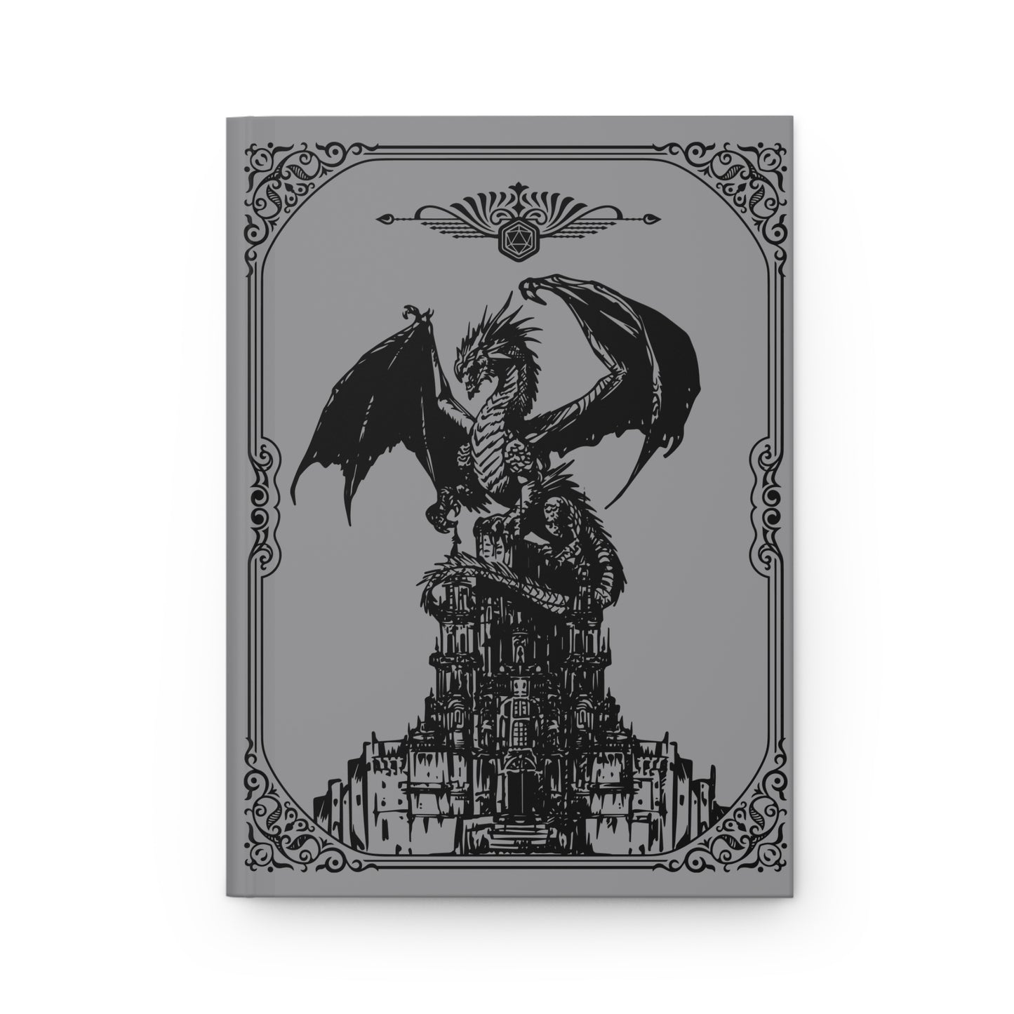 Fantasy Hardcover Journal with Dragon and Castle Design, Gothic Notebook, Travel Diary, Gift for Writers, Fantasy Art Journal