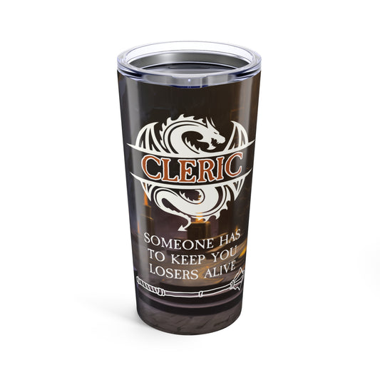 Fantasy Cleric Tumbler 20oz, D&D Drinkware, Gamer Gift, Adventure Mug, Role-Playing Accessories, Fantasy Inspired Beverage Holder