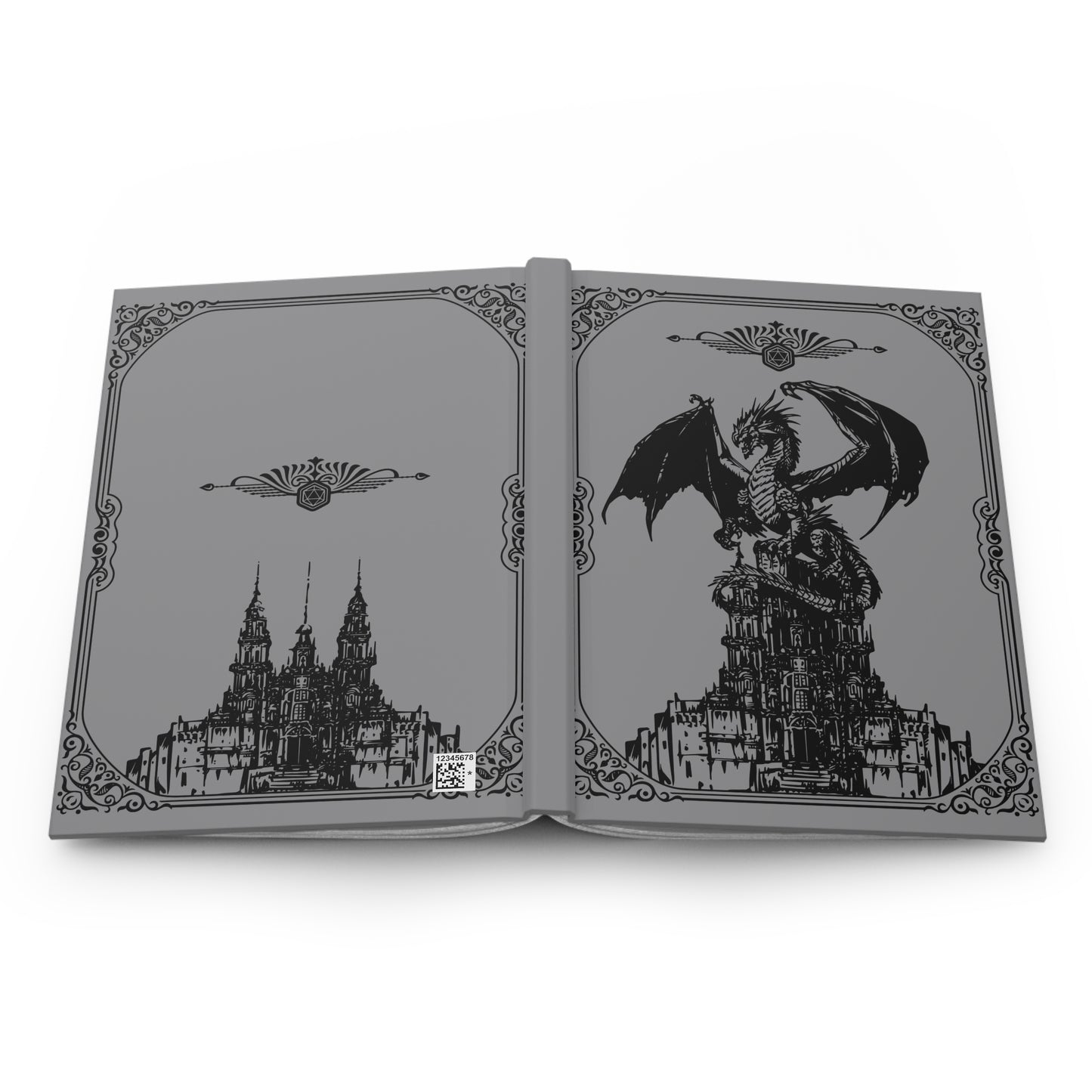 Fantasy Hardcover Journal with Dragon and Castle Design, Gothic Notebook, Travel Diary, Gift for Writers, Fantasy Art Journal