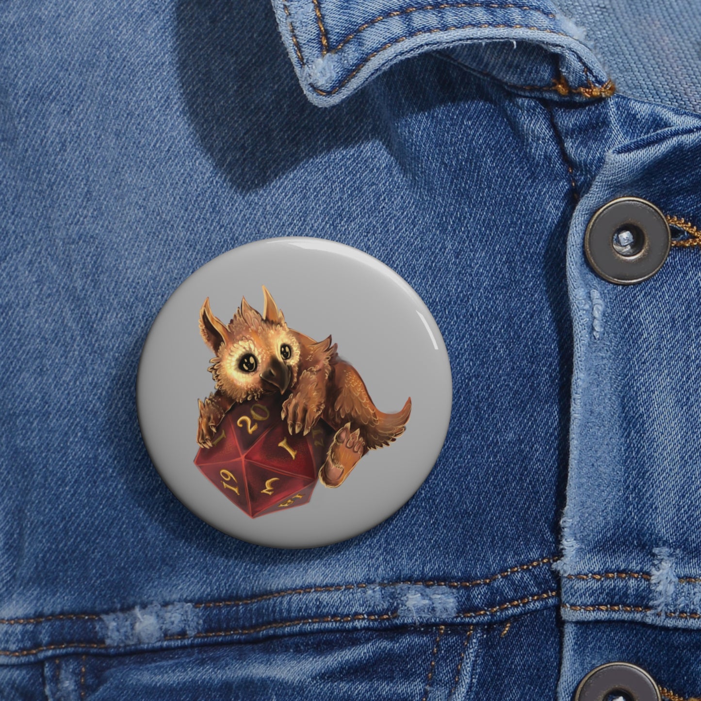 Owliver with High Variance D20 Pin Buttons