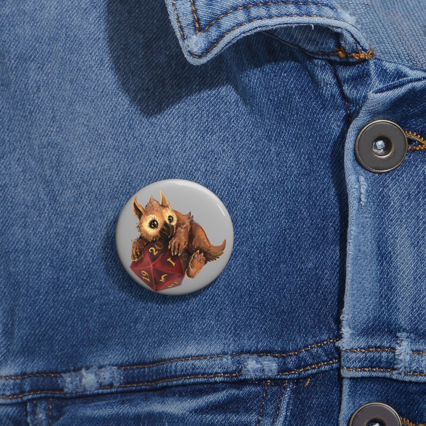 Owliver with High Variance D20 Pin Buttons