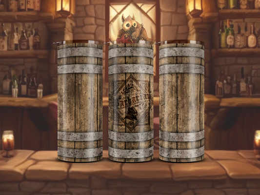 Emblem-Emblazoned Barrel Tumbler - Barbarian