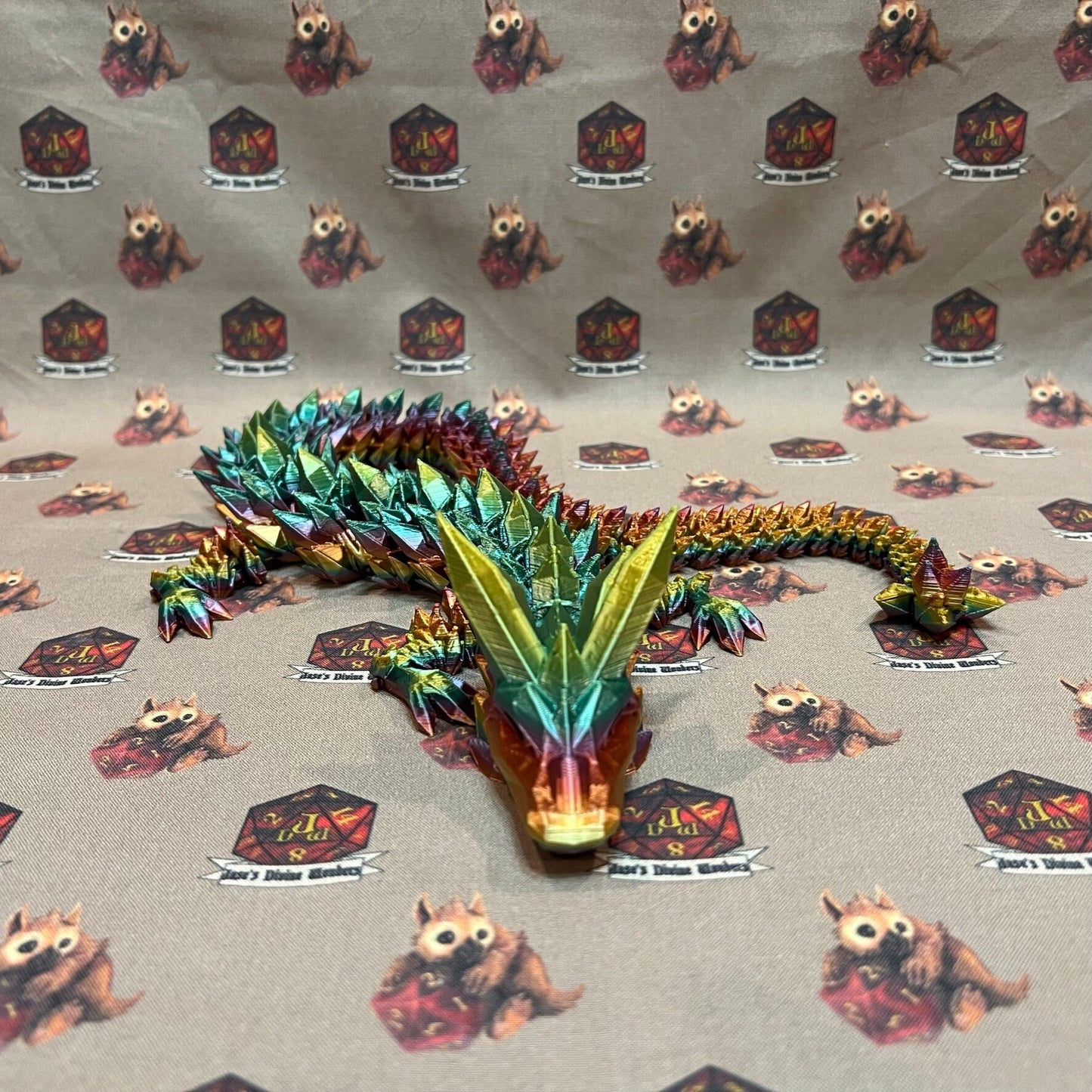 Articulated Crystal Dragon, 3D printed, flexi dragon